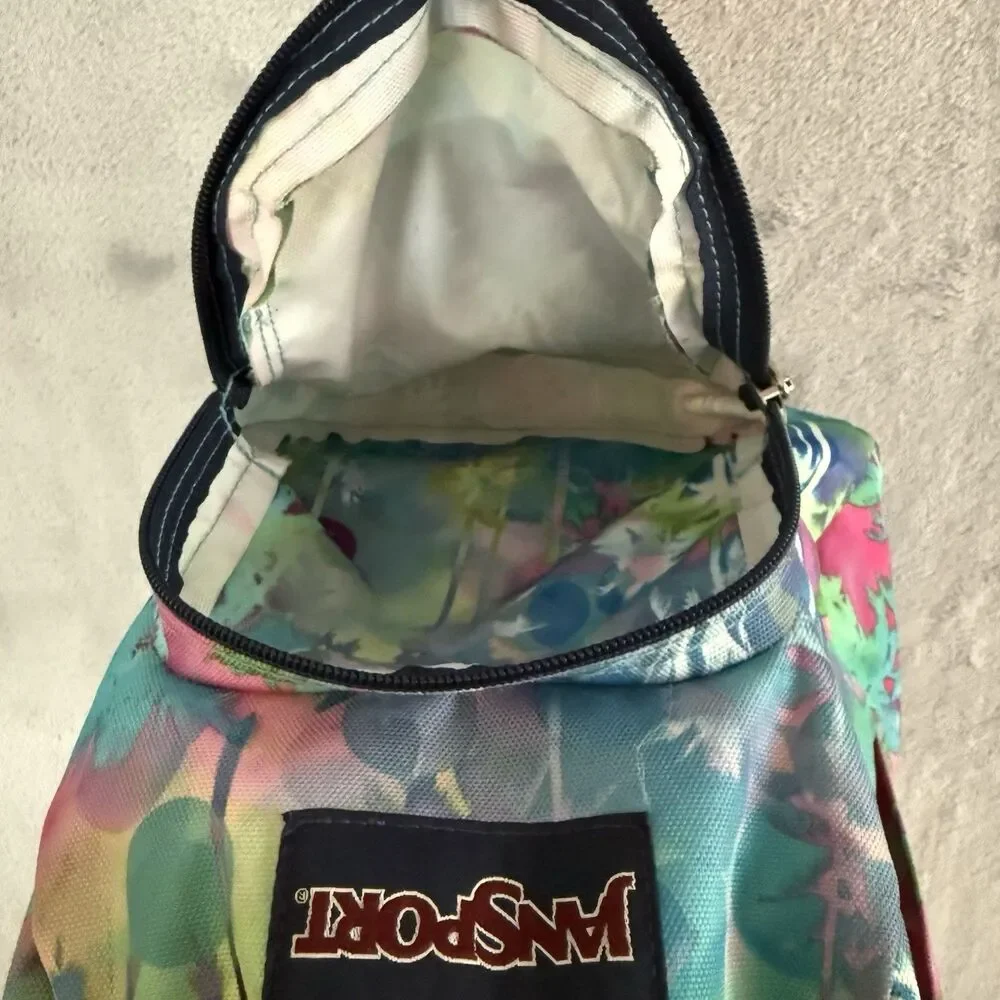 JanSport Half Pint Mini Backpack Palm Tree Tropical Print Adjustable Straps